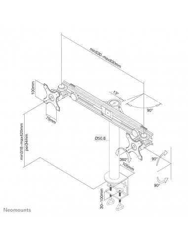 Neomounts FPMA-D700D Braccio per monitor 19-30"