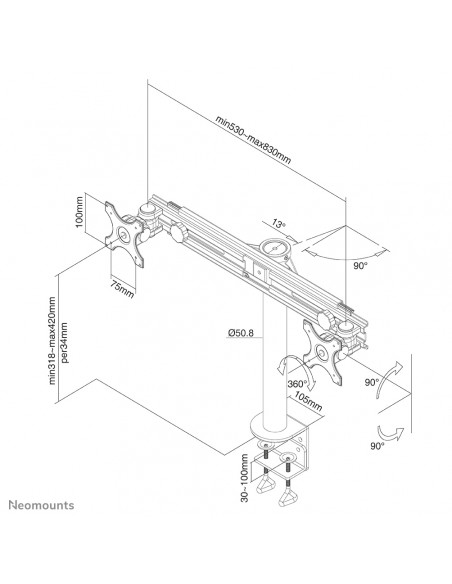 Neomounts FPMA-D700D Braccio per monitor 19-30"