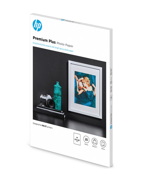 HP Confezione da 20 fogli carta fotografica Premium Plus, lucida A4/210 x 297 mm