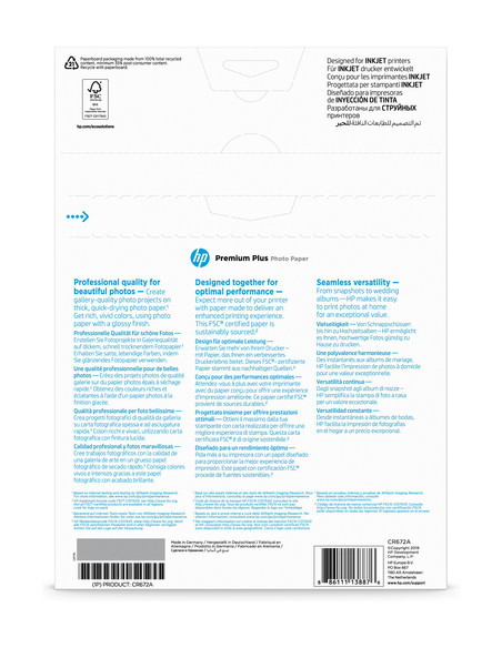 HP Confezione da 20 fogli carta fotografica Premium Plus, lucida A4/210 x 297 mm