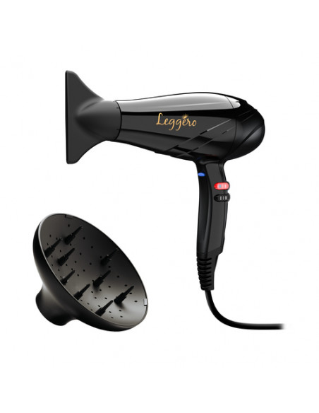 GA.MA Phon Leggero Gama, Made in Italy, Ultraleggero, Ergonomico, 2400W, Motore AC a Lunga Durata, 6 COmbinazioni di Temperatura
