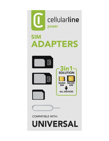 Cellularline Adapters Kit - Universal Kit di adattatori per micro SIM e nano SIM