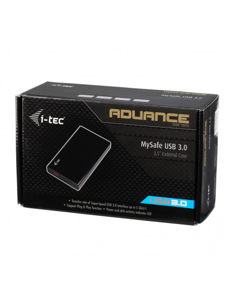 i-tec MYSAFE35U401 contenitore di unità di archiviazione Custodia per Disco Rigido (HDD) Nero, Metallico 3.5"