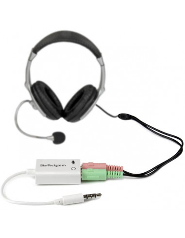 StarTech.com Adattatore auricolare / cuffie da 4 posizioni da 3,5 mm a 2 da 3 posizioni da 3,5 mm M/F - bianco