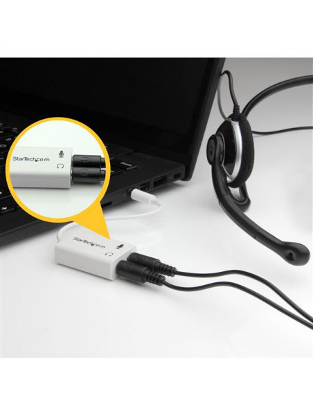 StarTech.com Adattatore auricolare / cuffie da 4 posizioni da 3,5 mm a 2 da 3 posizioni da 3,5 mm M/F - bianco