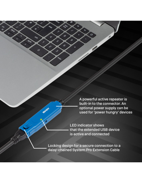 Lindy 43158 cavo USB USB 3.2 Gen 1 (3.1 Gen 1) 8 m USB A Nero