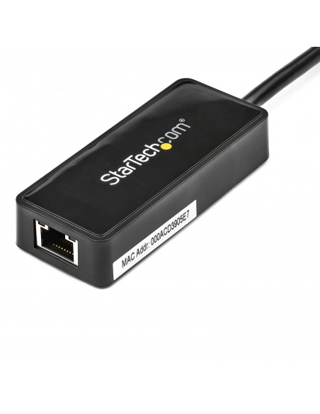 StarTech.com Adattatore USB 3.0 a Ethernet Gigabit (RJ45) - Scheda di rete NIC esterna con porta USB integrata - Nero