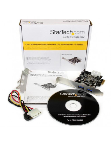 StarTech.com Adattatore scheda SuperSpeed USB 3.0 con 2 porte PCI Express (PCIe) con UASP - Alimentazione LP4