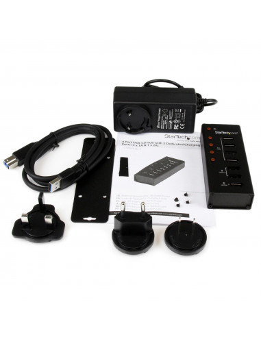 StarTech.com Hub USB 3.0 alimentato a 4 porte con 3 porte di ricarica USB dedicate (2 x 1A e 1 x 2A) - Box esterno in metallo pe