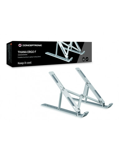 Conceptronic ERGO Foldable Aluminum Laptop Supporto per computer portatile Alluminio 39,6 cm (15.6")