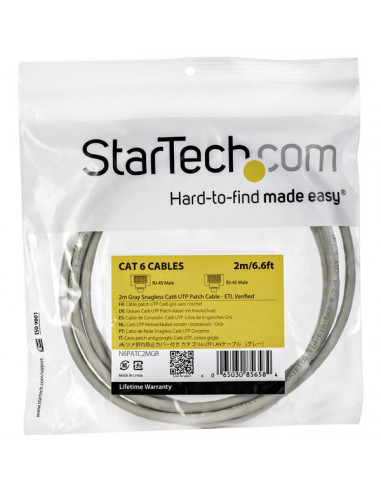StarTech.com Cavo di rete Cat 6 - Cavo Patch Ethernet Gigabit grigio antigroviglio da 2m