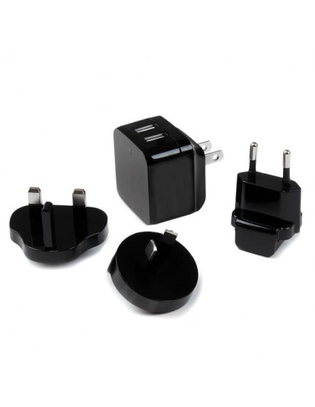 StarTech.com Caricabatterie da Muro a doppia porta x2 USB ad alta potenza ( 17W / 3.4 Amp ) con prese da viaggio (Internazionale