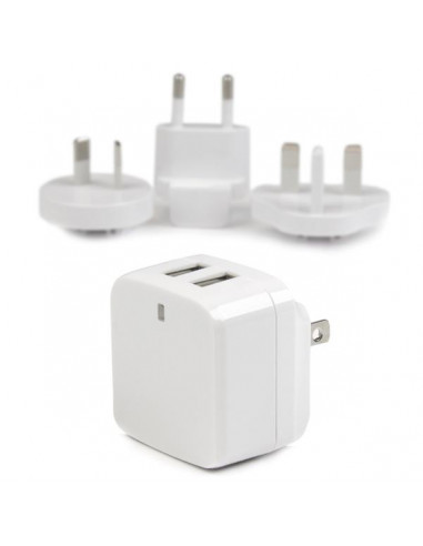 StarTech.com Caricabatterie da Muro a doppia porta x2 USB ad alta potenza ( 17W / 3.4 Amp ) con prese da viaggio (Internazionale