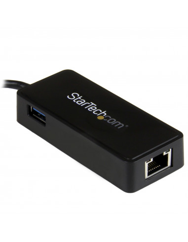 StarTech.com Adattatore di rete USB-C a RJ45 Gigabit Ethernet con porta USB-A supplementare - USB 3.1 Gen 1 - (5 Gb/s) - Nera