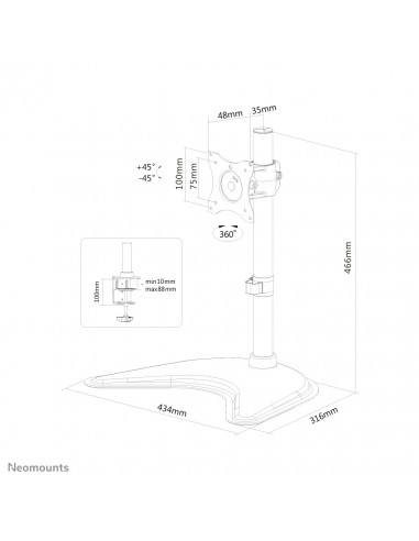 Neomounts NM-D335BLACK Supporto per monitor 10-30"