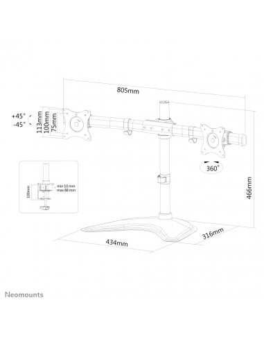Neomounts NM-D335DBLACK Supporto per monitor 10-27"