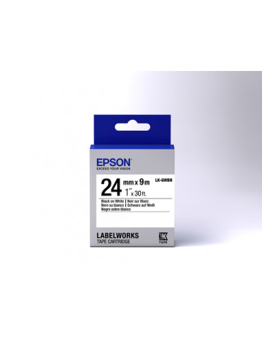 Epson Nastro fondo Standard Bianco per testo Nero 24/09 LK-6WBN