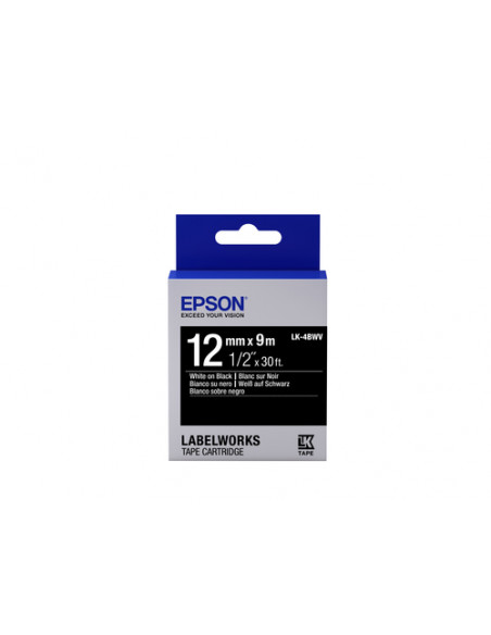 Epson Nastro fondo Lucido Nero per testo Bianco 12/9 LK-4BWV
