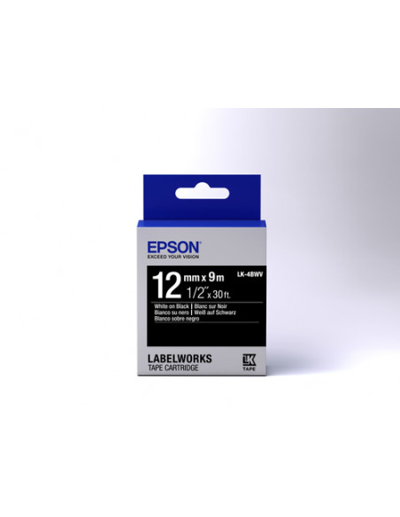Epson Nastro fondo Lucido Nero per testo Bianco 12/9 LK-4BWV