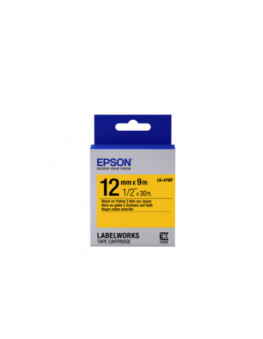 Epson Nastro fondo Pastello Giallo per testo Nero 12/9 LK-4YBP