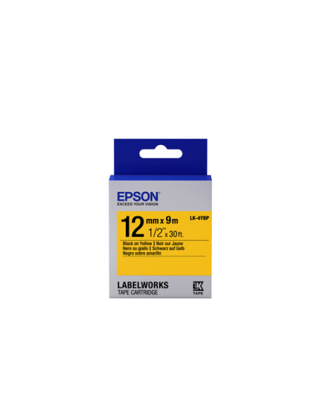 Epson Nastro fondo Pastello Giallo per testo Nero 12/9 LK-4YBP