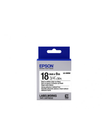 Epson Nastro fondo Bianco per testo Nero, altamente adesivo 18/9 LK-5WBW