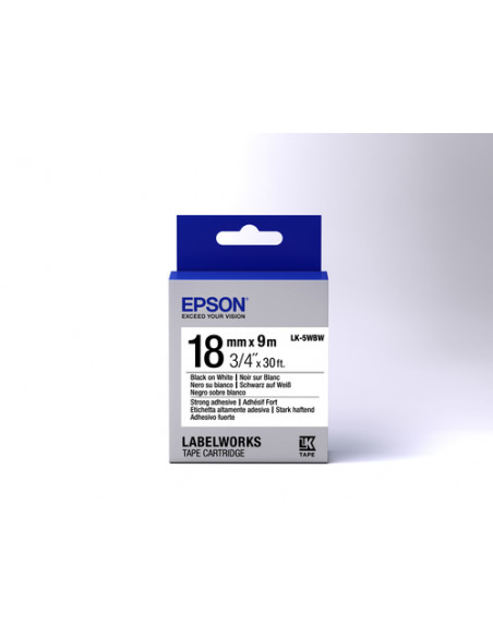 Epson Nastro fondo Bianco per testo Nero, altamente adesivo 18/9 LK-5WBW