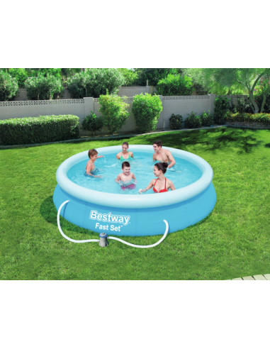 Bestway Fast Set Piscina Autoportante Rotonda mis. 366xh76 cm - colore azzurro - con pompa a filtro