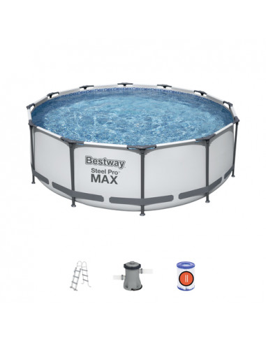Bestway Steel Pro 56420 piscina fuori terra Piscina con bordi Piscina rotonda 10250 L Grigio, Bianco