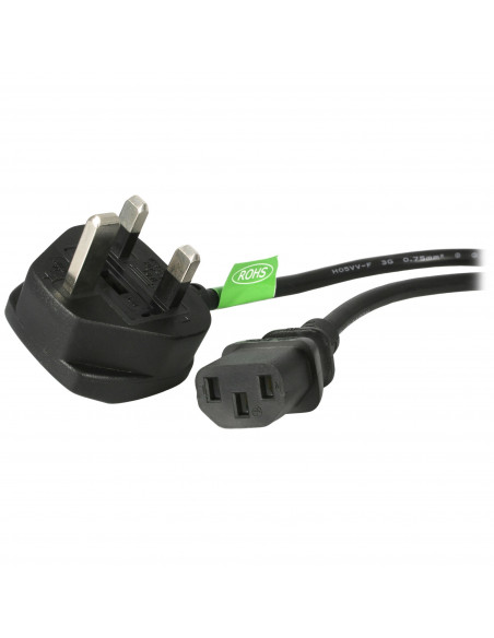 StarTech.com Cavo di alimentazione per PC da BS 1363 a C13 1m, Cavo di alimentazione AC del Regno Unito 18AWG, 10A 250V, cavo di