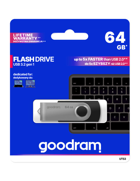 Goodram UTS3 unità flash USB 64 GB USB tipo A 3.2 Gen 1 (3.1 Gen 1) Nero