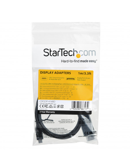 StarTech.com Cavo adattatore USB-C a DisplayPort 1.4 da 1 m - Bidirezionale