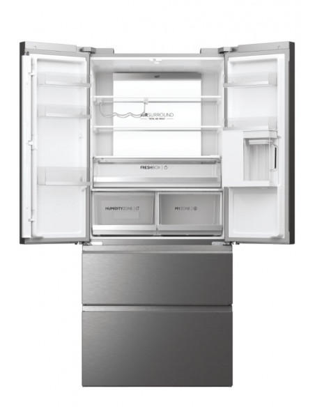 Haier FD 83 Serie 7 HFW7819EWMP frigorifero side-by-side Libera installazione 537 L E Platino, Acciaio inox
