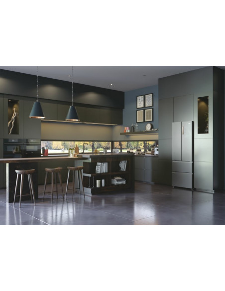 Haier HB17FPAAA frigorifero side-by-side Libera installazione 446 L E Platino, Acciaio inox