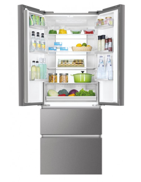 Haier HB17FPAAA frigorifero side-by-side Libera installazione 446 L E Platino, Acciaio inox