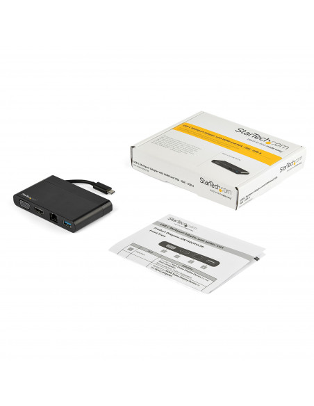 StarTech.com Adattatore multiporta USB C con HDMI, VGA, Gigabit Ethernet e USB 3.0 - Mini dock hub USB C a HDMI 4K o VGA 1080p d