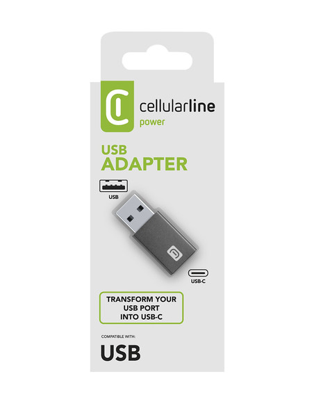 Cellularline Adattatore da USB a USB-C Converte la porta USB in USB-C