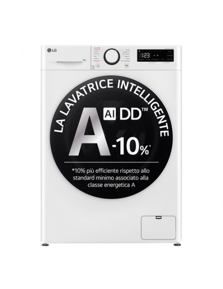 LG F4R5009TSWW Lavatrice 9kg AI DD, Classe A-10%, 1400 giri, TurboWash, Vapore