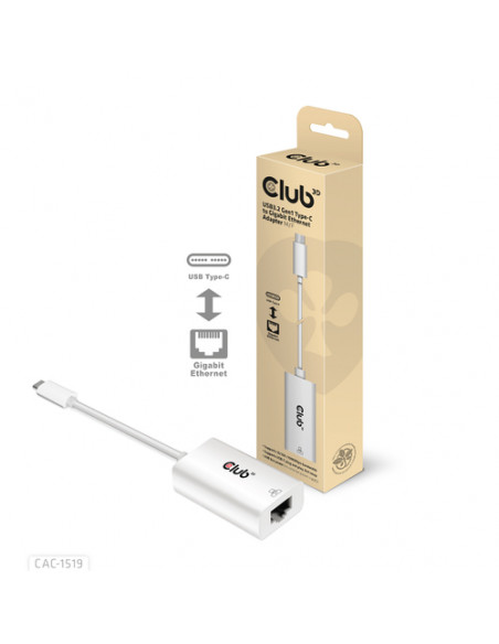 CLUB3D CAC-1519 adattatore per inversione del genere dei cavi USB-C RJ-45 Bianco