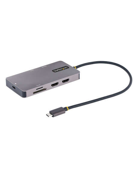 StarTech.com Adattatore USB C Multiporta, Doppio HDMI 4K 60Hz, Hub USB A 5Gbps a 2 porte, 100W Power Delivery Pass-Through, GbE,