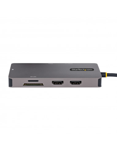 StarTech.com Adattatore USB C Multiporta, Doppio HDMI 4K 60Hz, Hub USB A 5Gbps a 2 porte, 100W Power Delivery Pass-Through, GbE,