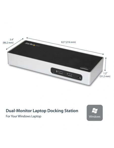 StarTech.com Docking Station USB 3.0 - Laptop Dock per doppio monitor con HDMI e DVI/VGA Video - Hub a 6 porte USB 3.1 Gen 1 5Gb