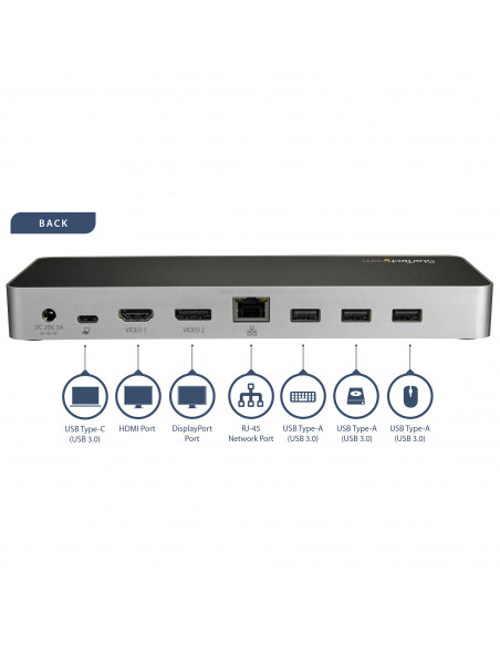 StarTech.com Docking Station USB-C per portatili a doppia uscita Video Dual-4K - USB Power Deliver 60W - Lettore Scheda Memoria 
