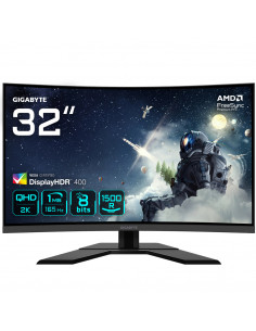 GIGABYTE G32QC A 31.5" Monitor da Gioco Curvo QHD - 2560 x 1440, 1500R, 165Hz, 1ms, 350 cd/m², FreeSync Premium Pro, Display HD