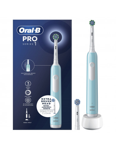 Oral-B Spazzolino Elettrico Ricaricabile Series 1 Blu con 2 Testine di Ricambio, 1 Spazzolino