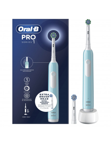 Oral-B Spazzolino Elettrico Ricaricabile Series 1 Blu con 2 Testine di Ricambio, 1 Spazzolino
