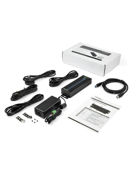 StarTech.com Hub USB 3.0 industriale a 10 porte con adattatore di alimentazione - Protezione contro le sovratensioni - Hub di tr