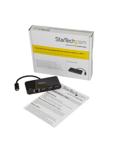 StarTech.com Hub USB-C a 3 porte con Gigabit Ethernet e 60W di alimentazione Passthrough per il caricamento Laptop - Da USB tipo