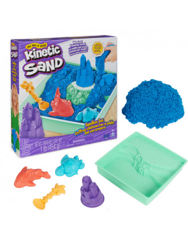 Kinetic Sand , Playset Castelli di Sabbia, Sabbia cinetica con Vaschetta, Sabbia Magica, Sabbia Colorata a Sorpresa 454gr, 3 For