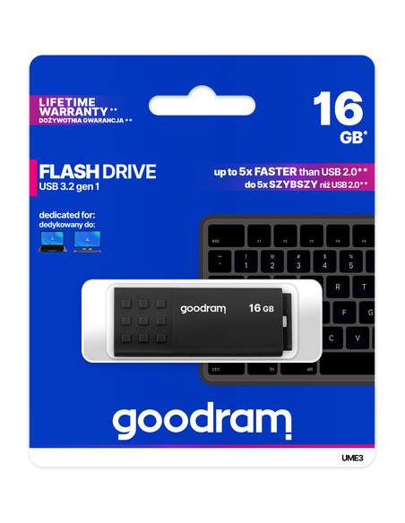 Goodram UME3 unità flash USB 16 GB USB tipo A 3.2 Gen 1 (3.1 Gen 1) Nero